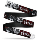 Venom Spider Logo Full Color Black/White Seatbelt Belt - VENOM Pose/Expression Gray/Black/Red/White Webbing - Youth (22"-32")