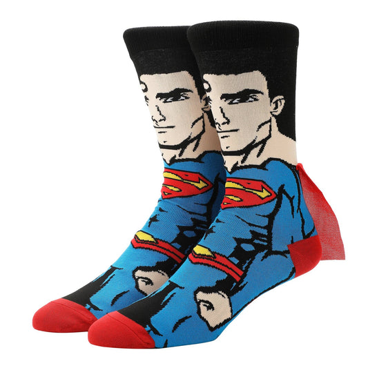 Superman Men's Casual Crew Socks With Cape Attachments
