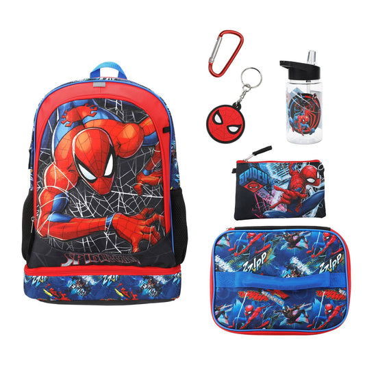 Spider-Man Classic 5-Piece 17" Toddler Backpack & Lunchbox Set With Water Bottle