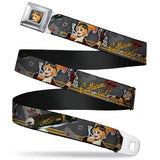 Harley Quinn Bombshell Pin-Up Face Full Color Seatbelt Belt - Harley Quinn Aviation Pin-Up Pose/GOTHAM OR BUST Webbing - Adult Reg (30"-44")